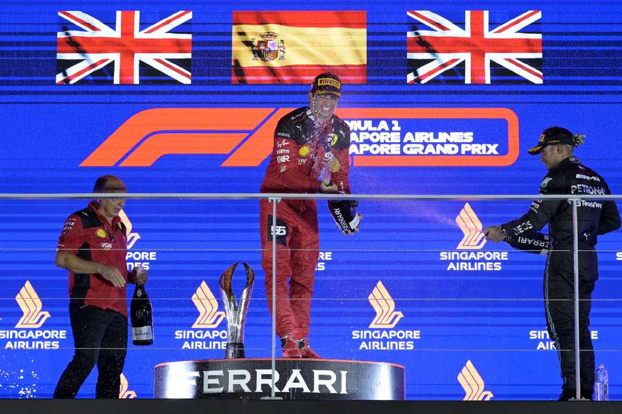 Sainz celebrates his win