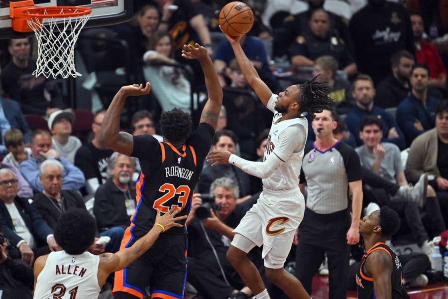 Darius Garland auf dem Weg zum Korb für die Cleveland Cavaliers.