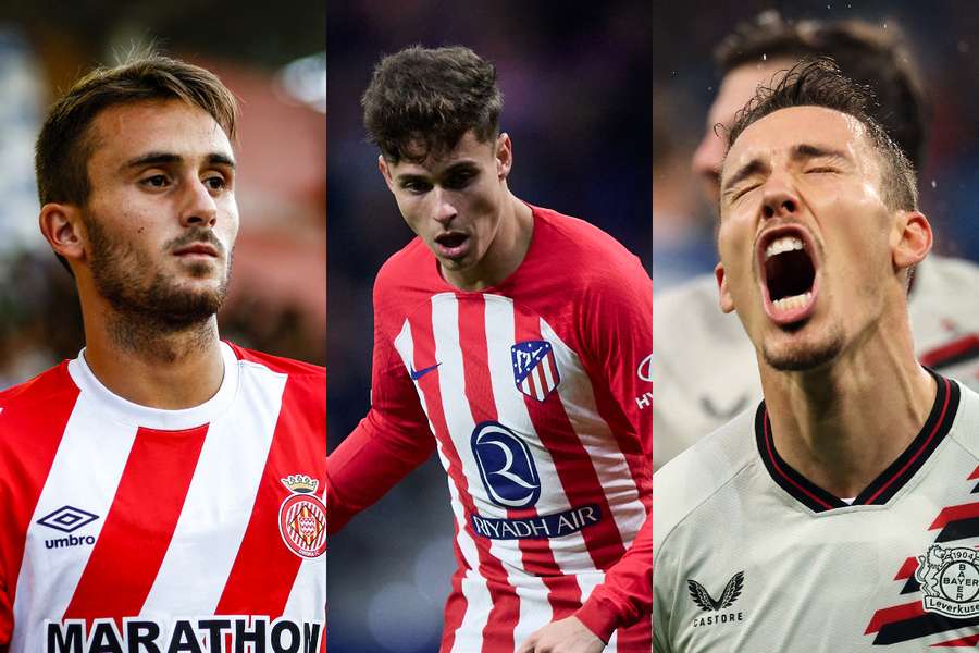 Aleix Garcia (Girona), Rodrigo Riquelme (Atletico Madrid) și Grimaldo (Bayer Leverkusen)