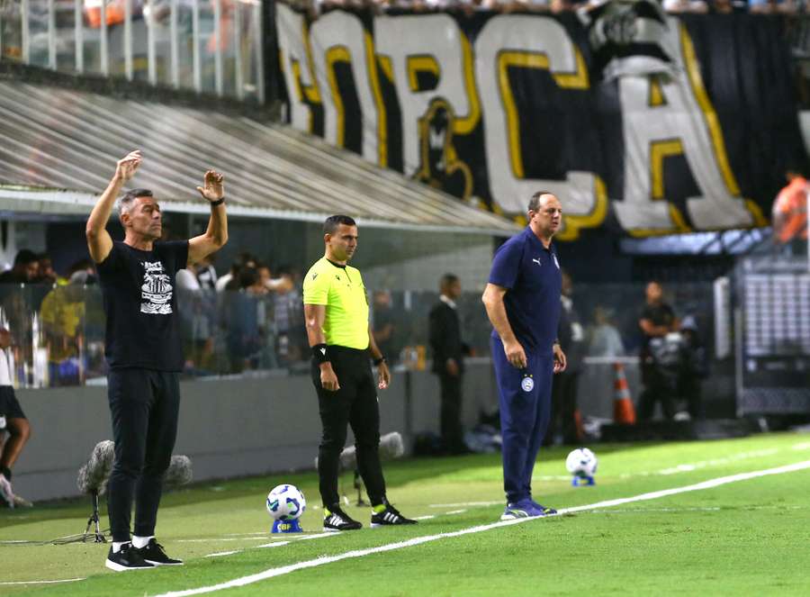 Pedro Caixinha e Rogério Ceni, os treinadores do duelo entre Santos e Bahia