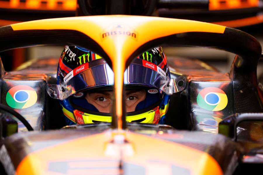 Oscar Piastri prepares to drive out of the garage during final practice session ahead of the Mexico City Grand Prix