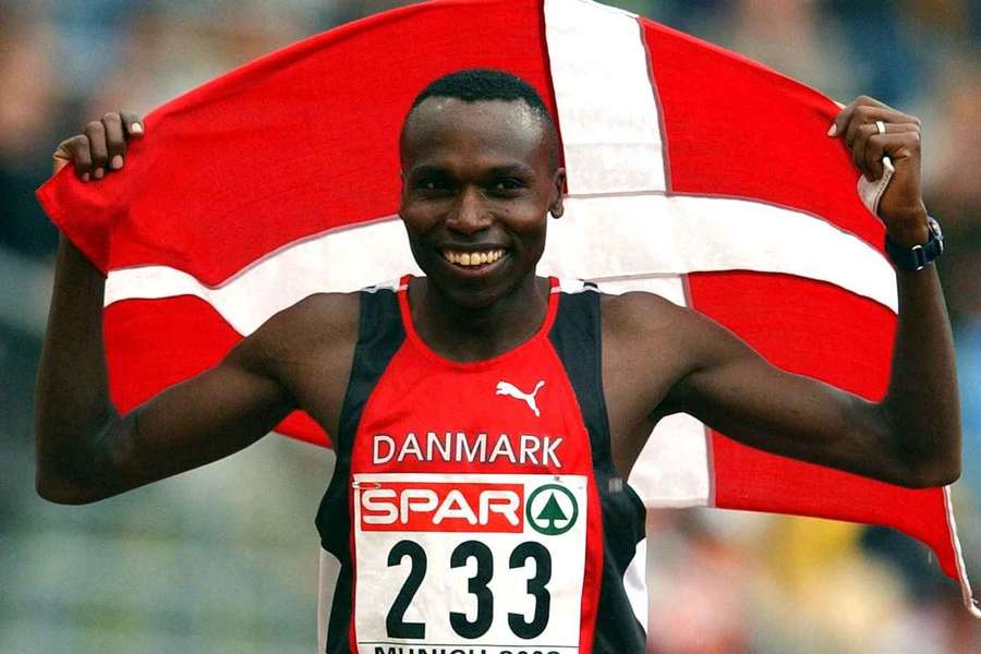 Danish Wilson Kipketer celebrates after winning the men's 800m at the European Athletics Championships in Munich 2002 Danish Wilson Kipketer celebrates after winning the men's 800m at the European Athletics Championships in Munich 2002