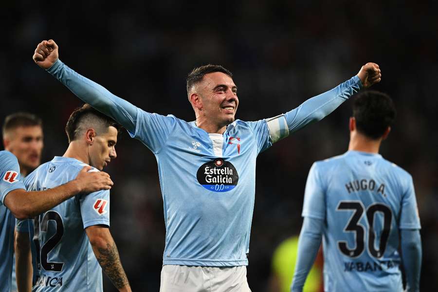 Iago Aspas celebra un gol con el Celta 