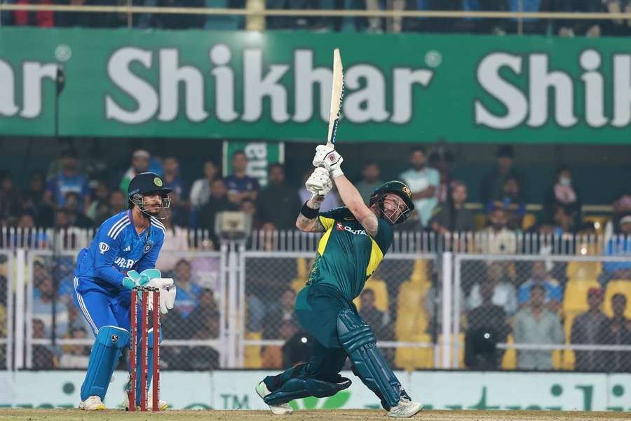 Matthew Wade plays a shot during the third T20I between Australia and India in Guwahati