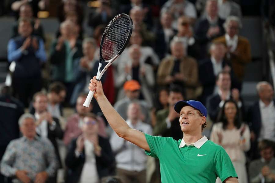 Jannik Sinner celebrates after his win