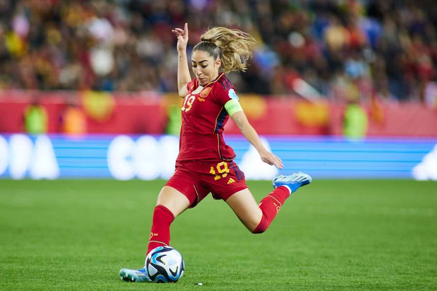 Olga Carmona, durante el España-Suecia en La Rosaleda