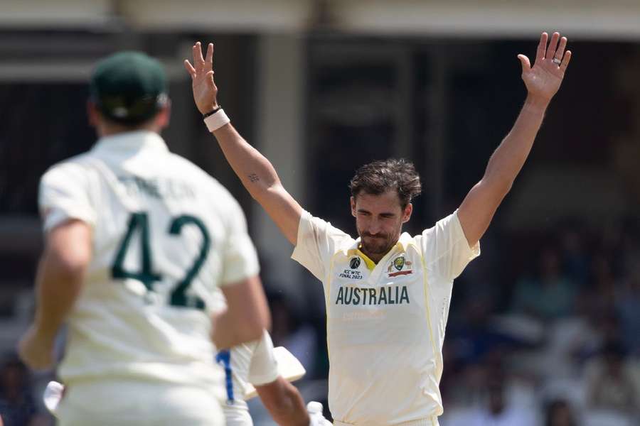 Starc celebrates taking a wicket