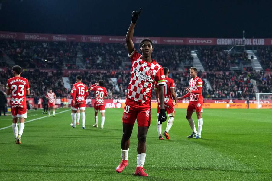 Yaser Asprilla zvyšoval v zápase s Las Palmas na 2:0 pro Gironu.