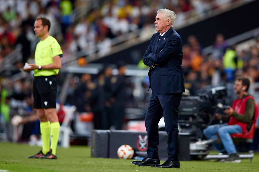 Ancelotti, durante la final de la Supercopa