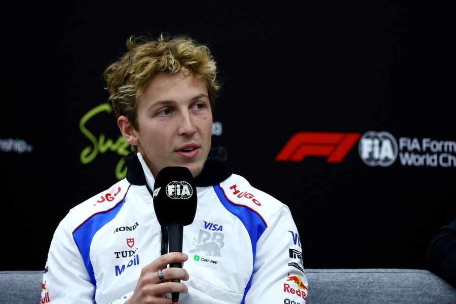 Liam Lawson during a press conference ahead of the Japanese Grand Prix