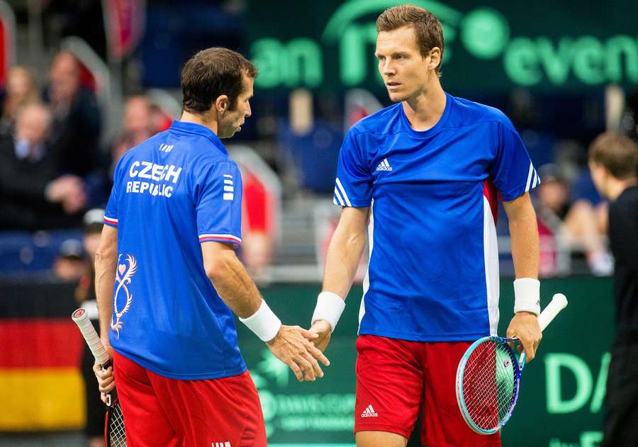 Radek Štěpánek a Tomáš Berdych na Davis Cupu 2016.