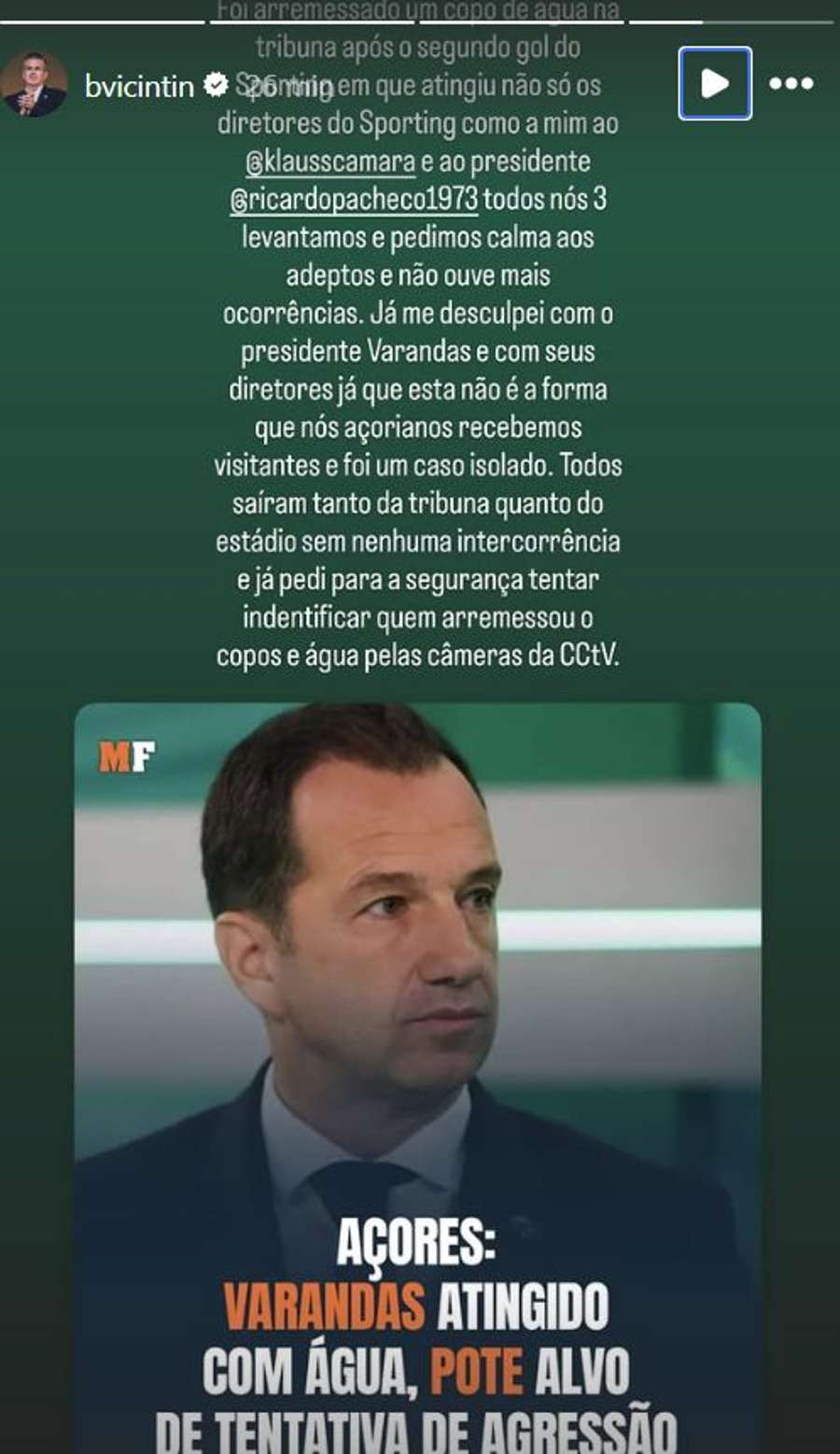 O pedido de desculpas de Bruno Vicintin O pedido de desculpas de Bruno Vicintin