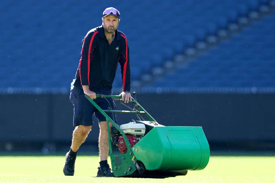 MCG head curator Matt Page preparing a Boxing Day pitch.