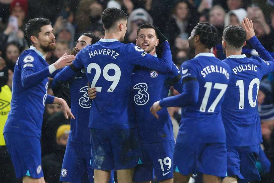 Mason Mount celebrates scoring Chelsea's second goal against Bournemouth