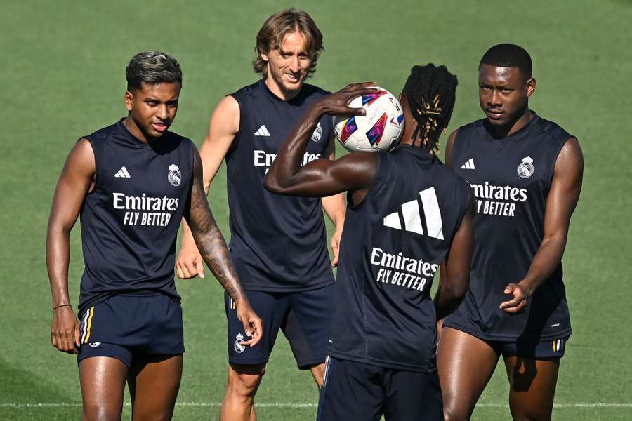 Modric, durante un entrenamiento reciente con el Madrid.