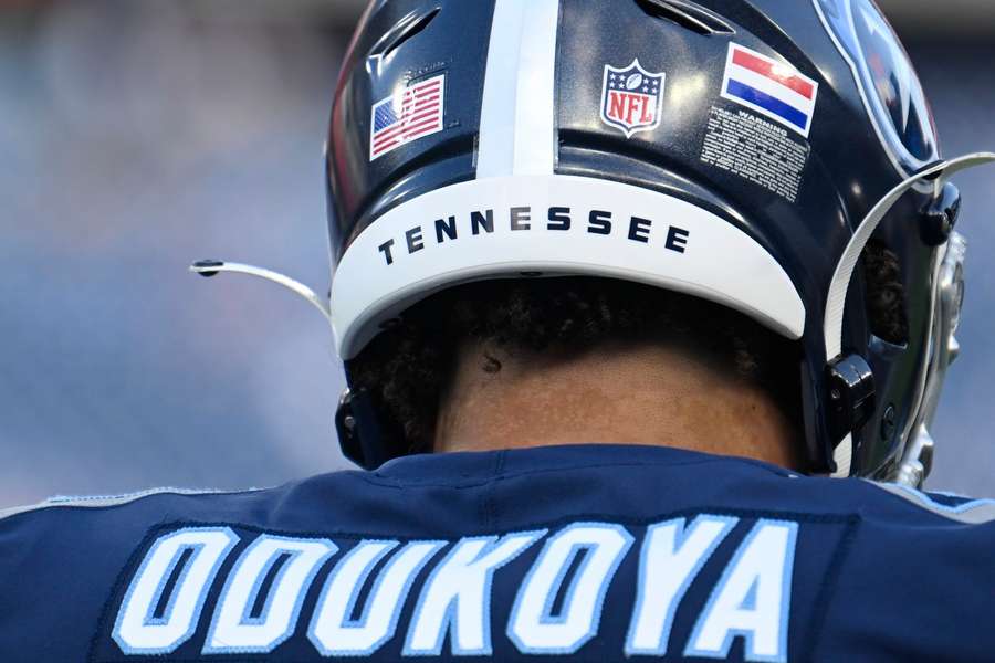 Thomas Odukoya with the Dutch flag sticker on his helmet