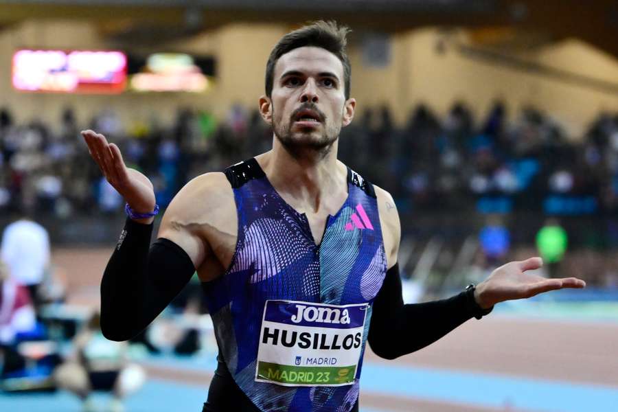 Óscar Husillos durante el meeting de World Indoor Tour en Madrid.