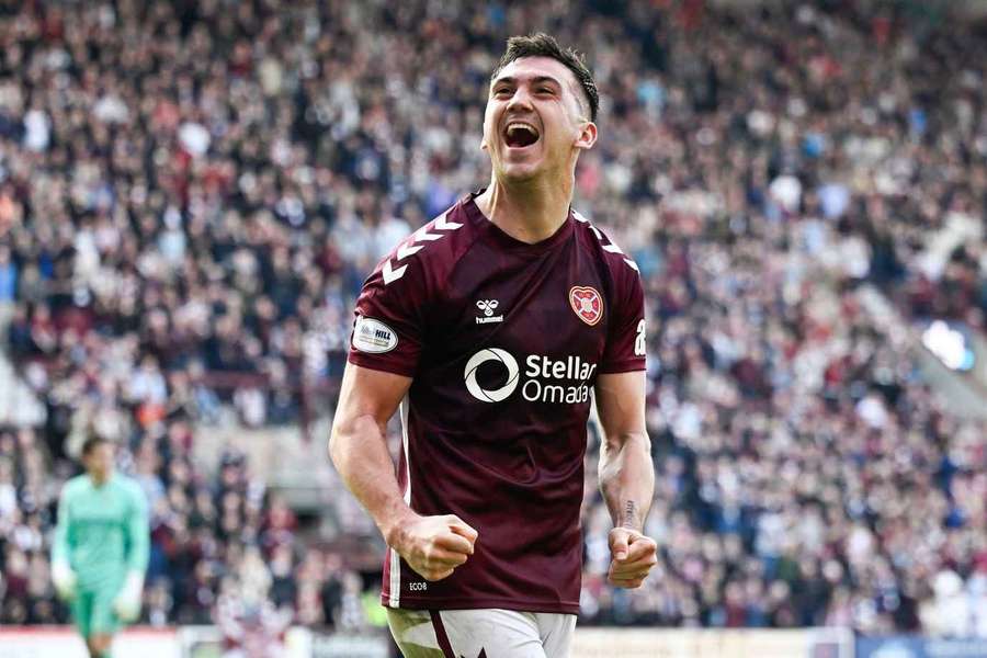McEntee celebrates after scoring for Hearts