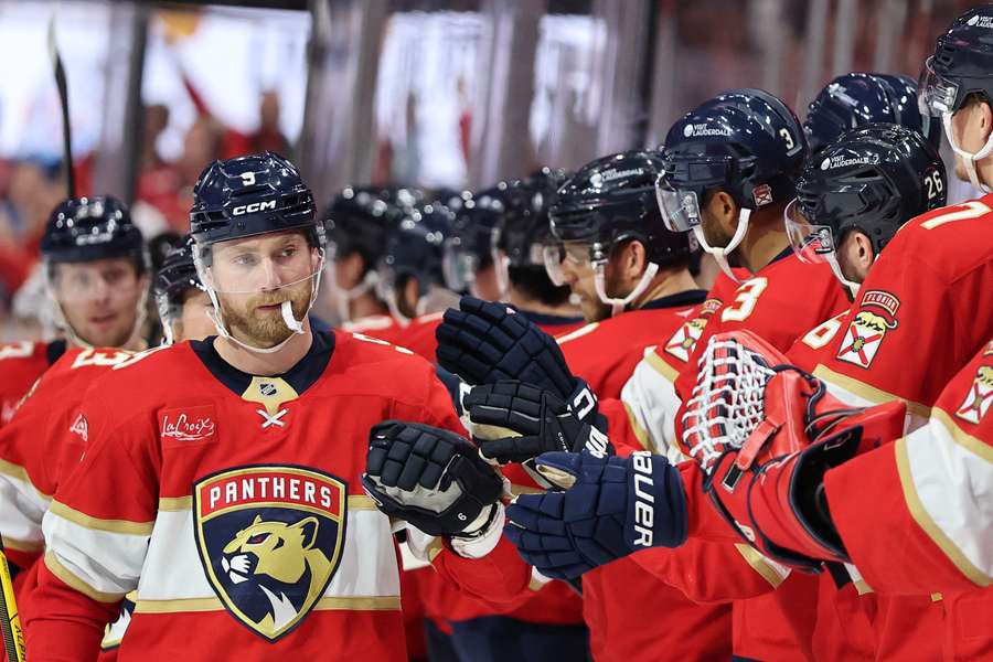 Florida Panthers players celebrate a goal (2025)