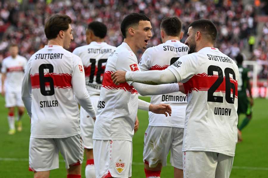 I giocatori dello Stoccarda festeggiano I giocatori dello Stoccarda festeggiano