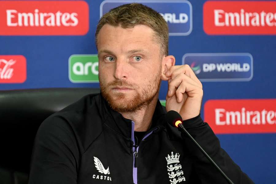 England's captain Jos Buttler addresses a presser at Gaddafi Stadium in Lahore