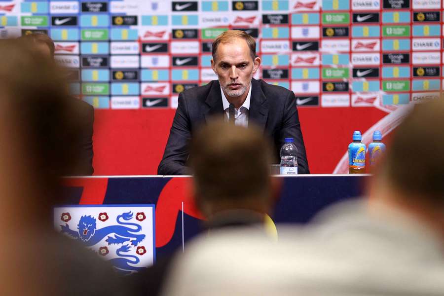 Thomas Tuchel auf seiner ersten Pressekonferenz als englischer Nationaltrainer.