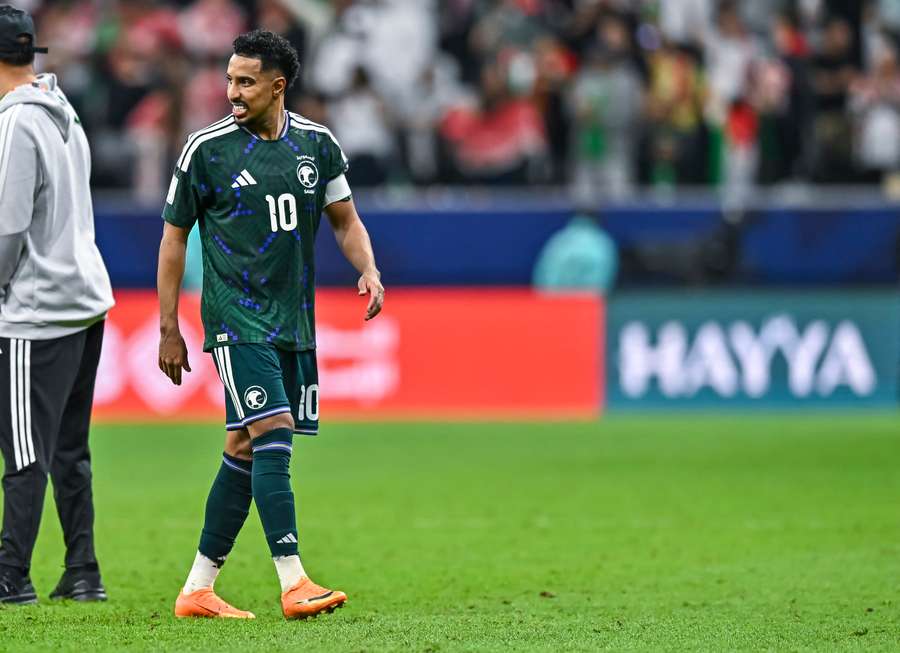 Salem Aldawsari din Arabia Saudită reacționează după semifinala Cupei Arabe FIFA 2025 dintre Arabia Saudită și Iordania
