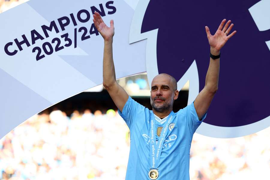 Pep Guardiola after his side won the Premier League on Sunday
