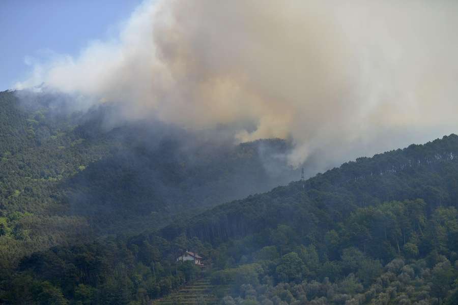 L'incendio sul Monte Faeta, nel pisano
