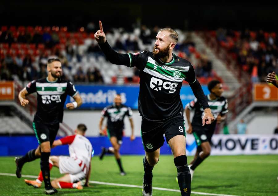 Kevin van Veen was de grote man bij FC Groningen met twee treffers