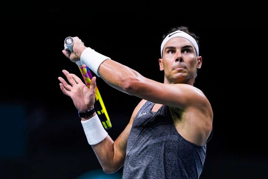 Rafa Nadal of Spain in action during training session before the Davis Cup