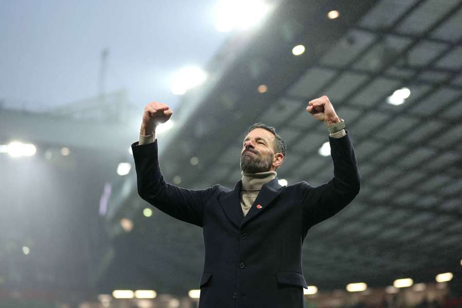Ruud van Nistelrooy pictured while interim head coach of Manchester United