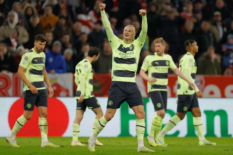 Erling Haaland celebrates giving Man City the lead