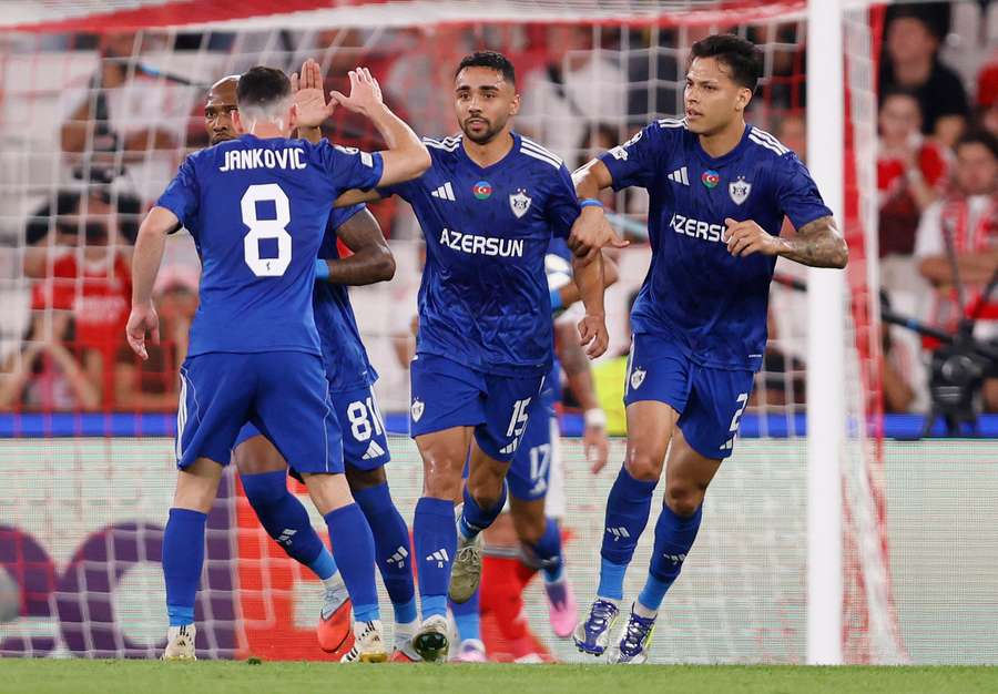 Andrade celebrates his goal with teammates Andrade celebrates his goal with teammates
