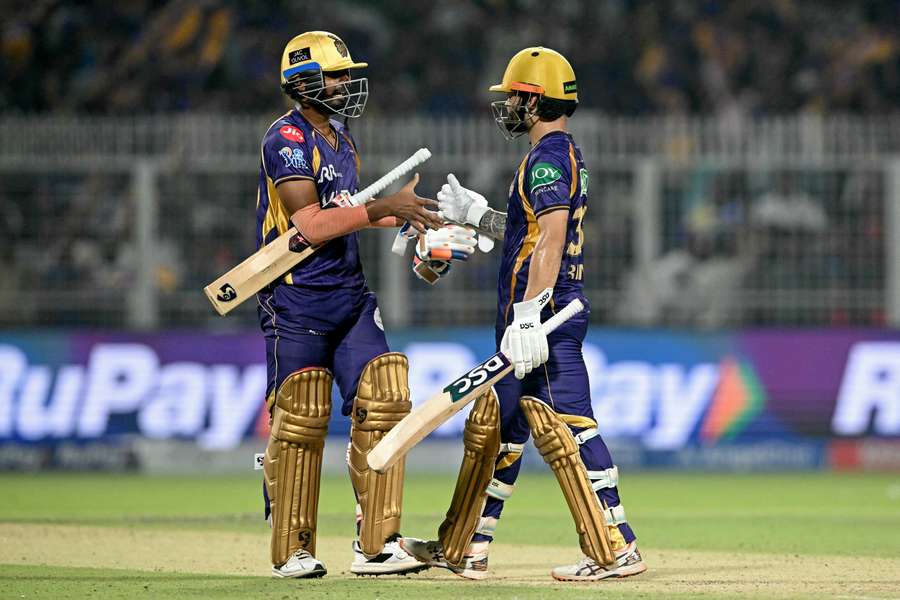 Rinku Singh celebrates with teammate