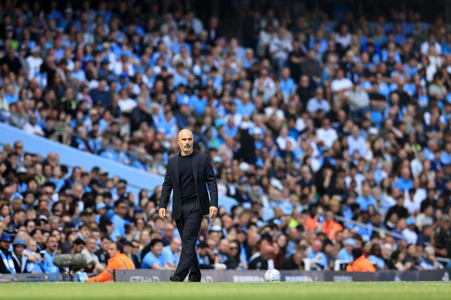 Manchester City manager Enzo Maresca prowls the touchline