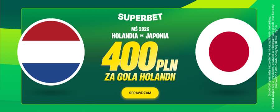 Promocja w Superbet: bonus 400 PLN za gola Holandii