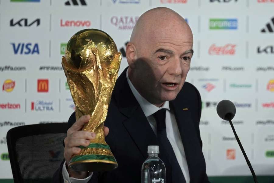 FIFA president Gianni Infantino with the World Cup trophy FIFA president Gianni Infantino with the World Cup trophy