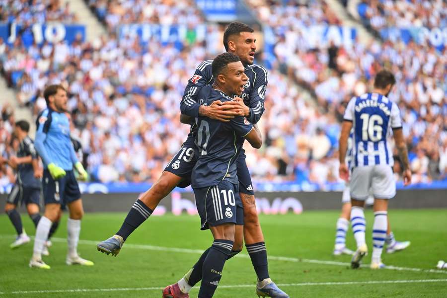 Kylian Mbappe celebrates