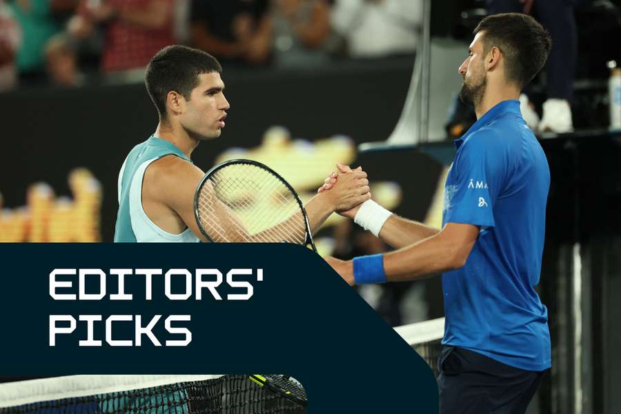 Alcaraz (left) takes on Djokovic in the US Open semi-finals on Friday Alcaraz (left) takes on Djokovic in the US Open semi-finals on Friday