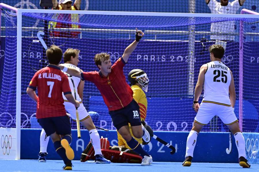 Chefo Basterra celebra su gol ante Bélgica