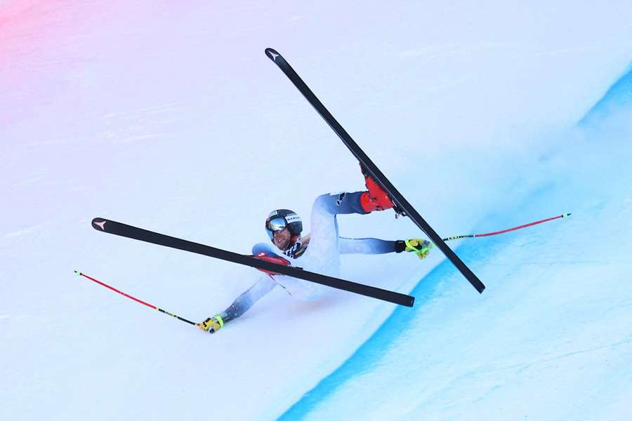 Norway's Aleksander Aamodt Kilde crashes during his run