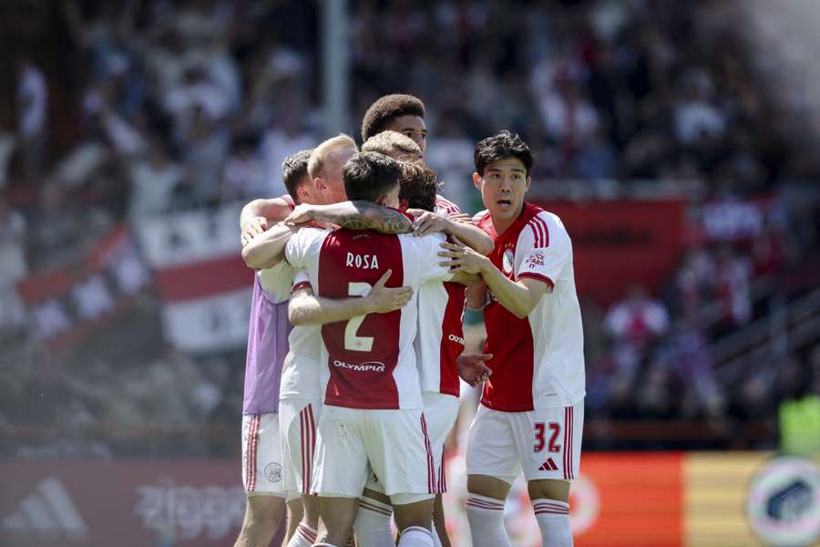 Ajax celebrate Davy Klaassen's 1-0 against FC Volendam