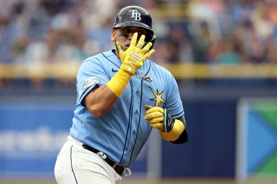 Paredes celebrates as he hits a home run against the Los Angeles Dodgers