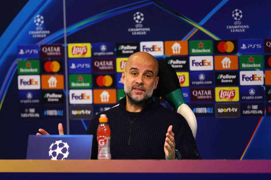 Manchester City manager Pep Guardiola during his press conference