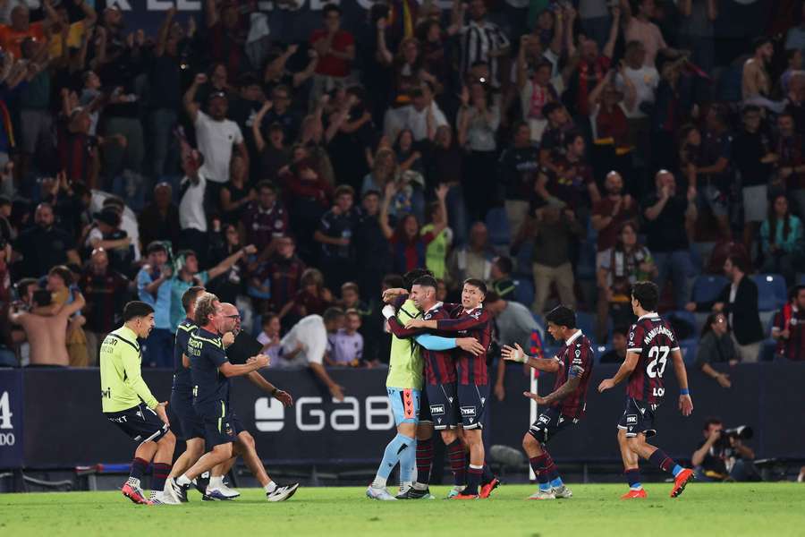 Levante celebrate their equaliser