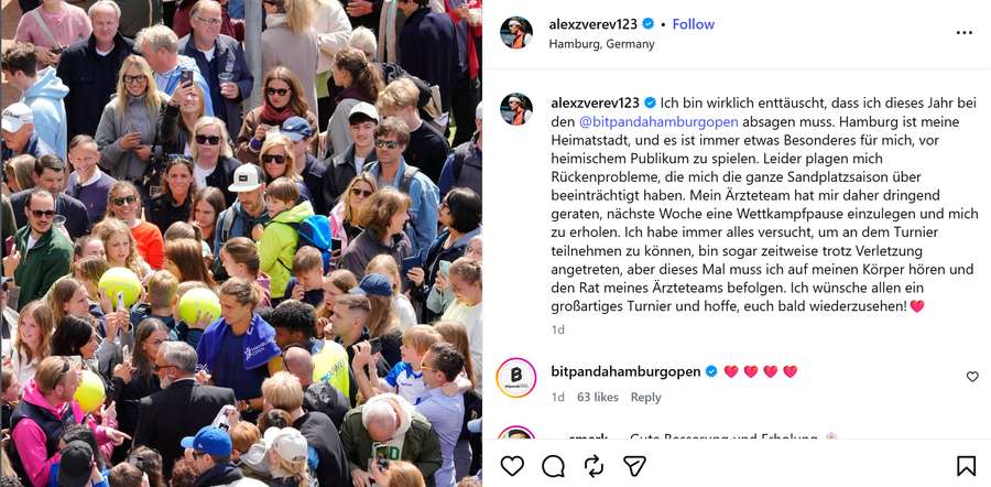 Zverev musste kurzfristig absagen Zverev musste kurzfristig absagen