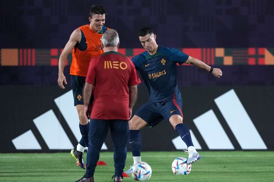 Cristiano Ronaldo à l'entraînement de dimanche avec le Portugal.