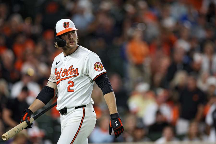 Gunnar Henderson walking back to the dugout during a game against the San Francisco Giants. (2024)