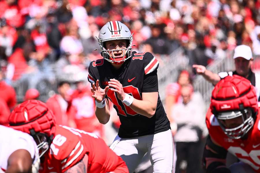 The Ohio State quarterback Julian Sayin during practice (2025)
